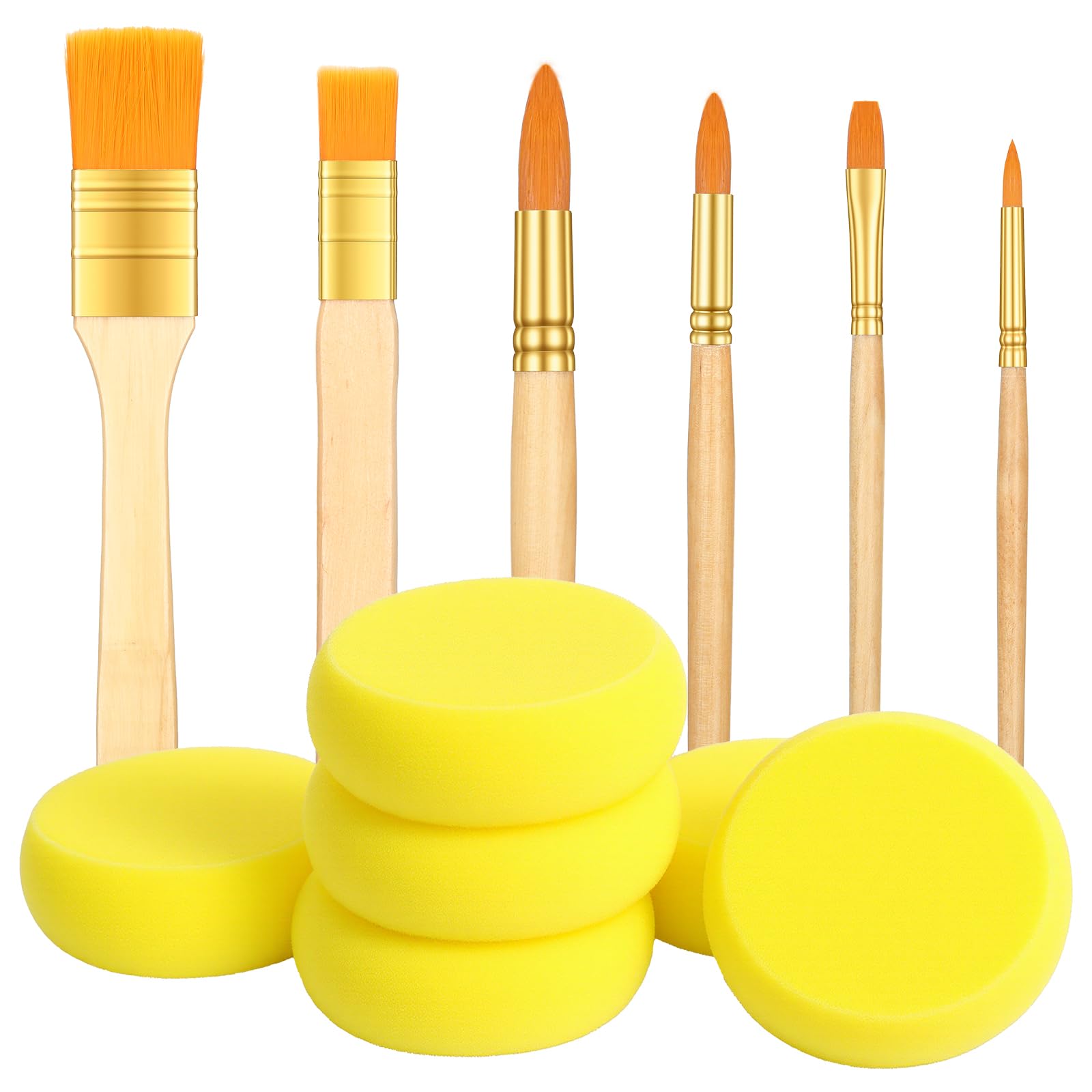 ElevateTech Face Paint Brush Set, 12Pcs Face Paint Brushes and Sponges Set Professional Artist Paintbrush with Round Painting Sponge for Body Art Painting Cosplay Party Makeup Acrylic Watercolor