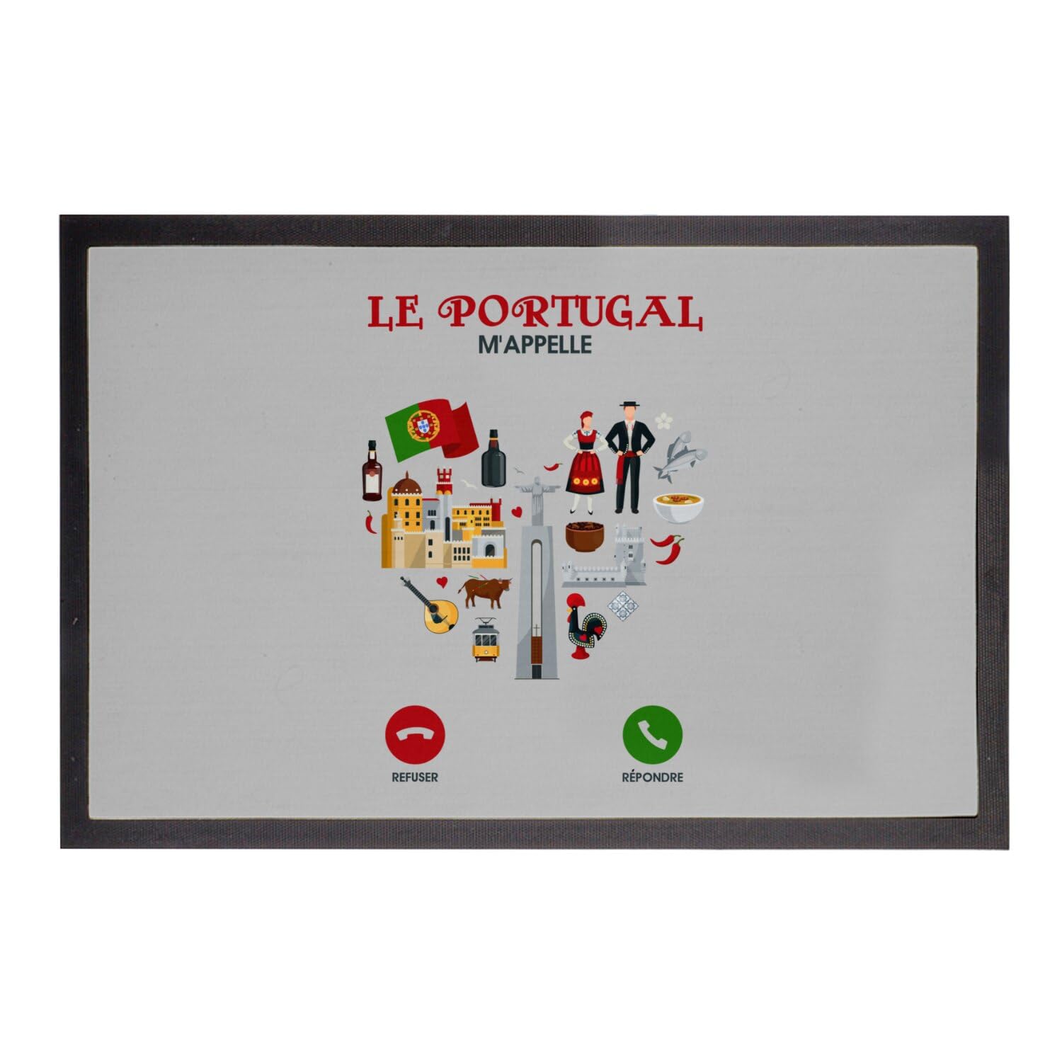 Paillasson gris Le Portugal m'appelle tapis entrée souvenir voyage