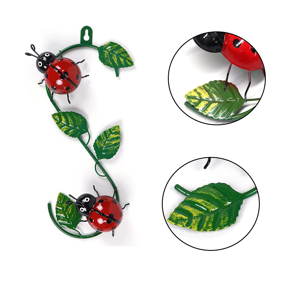 2 pezzi Ornamenti da parete in metallo per giardino, decorazione da parete da giardino coccinella, sculture decorative per insetti, per corridoio caffetteria casa esterna
