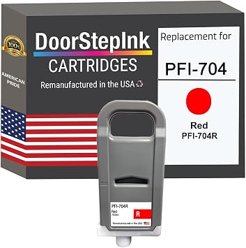 DoorStepInk PFI-704 700ML Red Remanufactured Ink Cartridge Replacement for Canon PFI-704 Compatible with Canon imagePROGRAF iPF8300 44 in. iPF8300S 44 in. iPF8400 44 in. iPF8410 High Yield 1-Pack