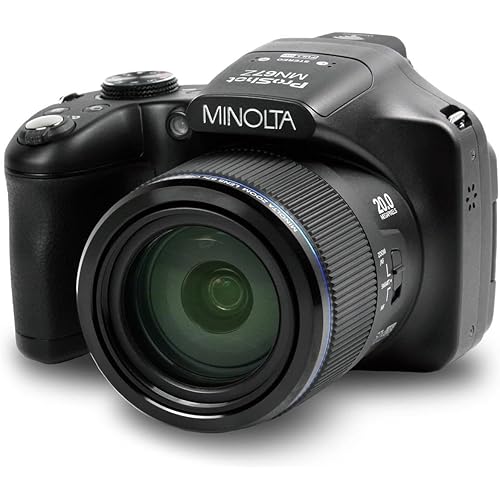 Minolta Pro Shot 20MP Digital Camera – 67x Optical Zoom, Full 1080p HD Video, Optical Image Stabilization, Wi-Fi, 3-inch Articulating LCD Screen, 27 Scene Modes – Includes 16GB SD Card (Black)