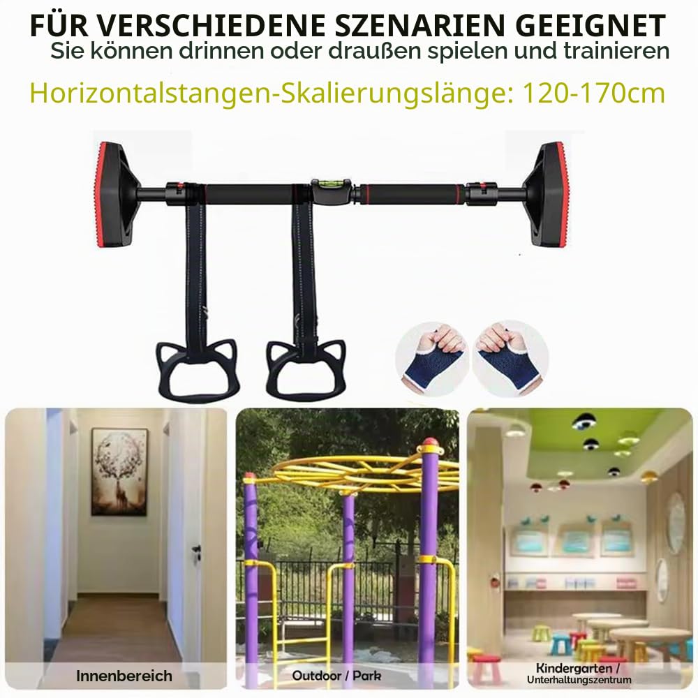Barra De Dominadas,Türreck Klimmzugstange,Klimmzugstange Mit Wasserwaage und Kinderzugschnur,versenkbar anpassbar bis 120-170c max. Belastung 800KG für Krafttraining zu Hause