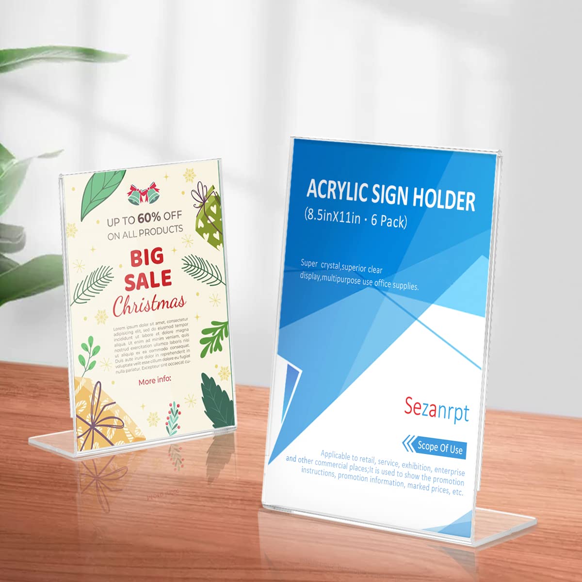 Buy Sezanrpt Clear Acrylic Sign Holder 8.5 x 11, Slanted Back Vertical