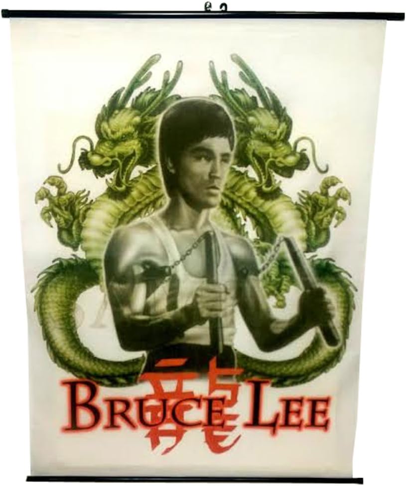 Martial arts expert with nunchucks and dragons in the