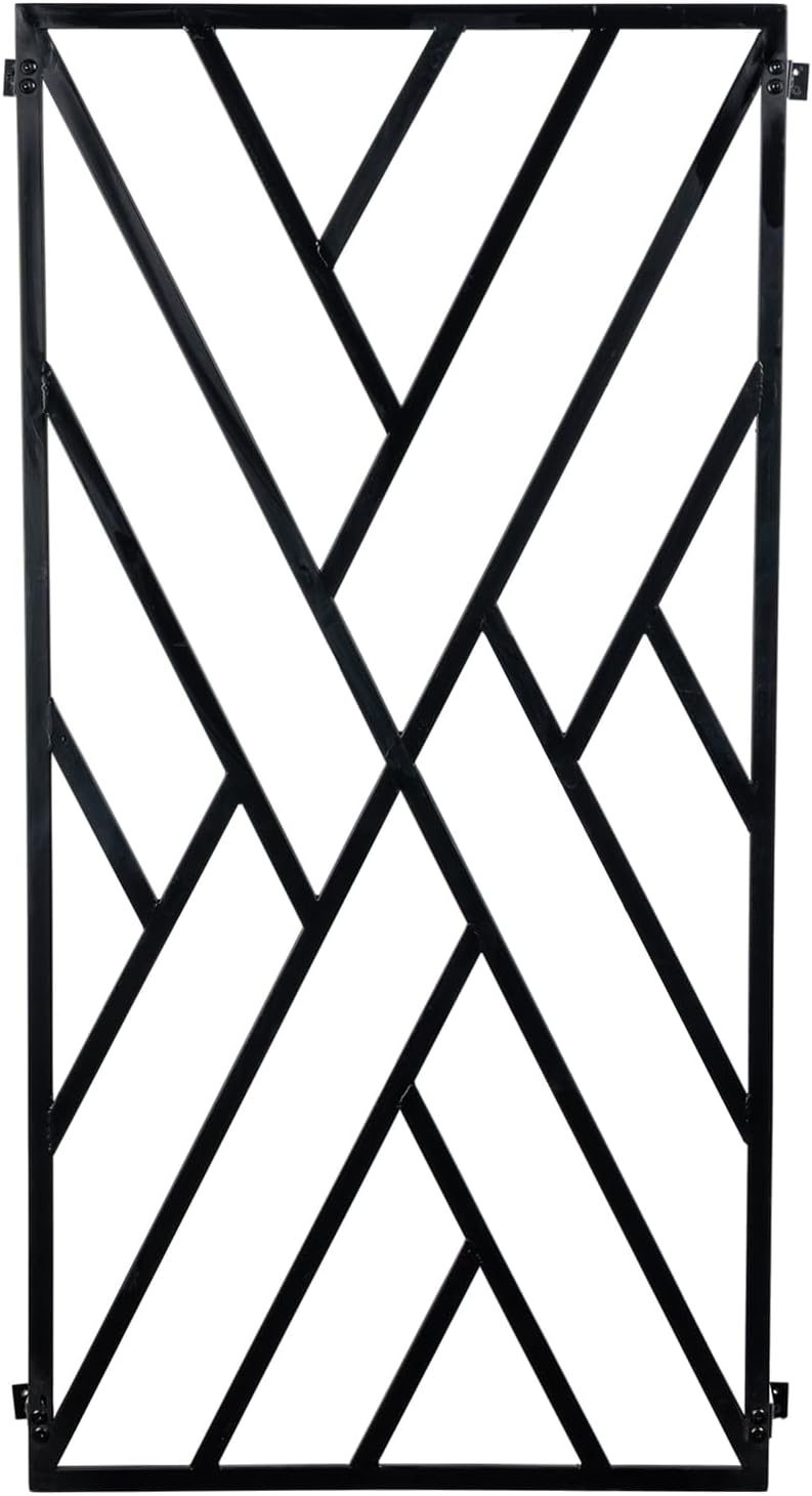 MyGift 47 x 24 Modern Wall Mounted Trellis, Matte Black Metal Geometric Design Mount Large Garden Trellis for Climbing Plants and Crawling Vines with Adjustable Support Rack