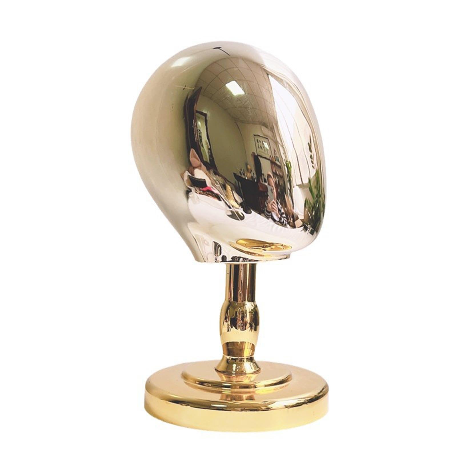 Manichino Testa per Parrucche Stand Cappelli con Base Separabile Realizzato in Pp Adatto a Mostre Donazioni Decorazioni Interne, oro