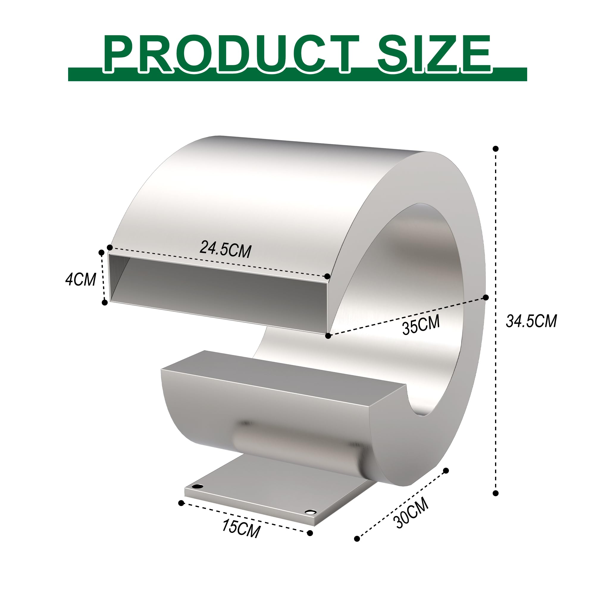 Fuente de piscina de acero inoxidable curvada, LONGRUNNEW con accesorios y cascadas de estanque J, kit para jardín, patio o piscina, 34,5 cm de altura