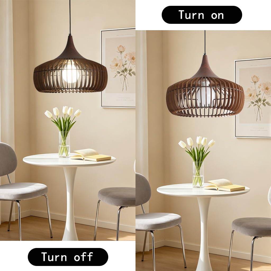 Lampa Wisząca Stylu Boho Vintage Wisząca Lampa Litego Drewna E27 Oświetlenie Stylu Japońskim Klatką Dla Ptaków Jako Abażur Do Jadalni Salonu Sypialni Domków Wakacyjnych Strefy Czytania