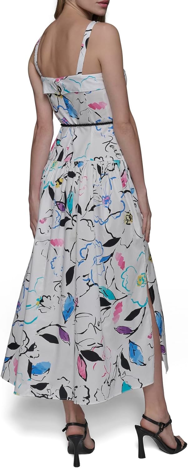 Karl Lagerfeld Womens Sleeveless Rope Belt A-line Maxi Dress - Image 4