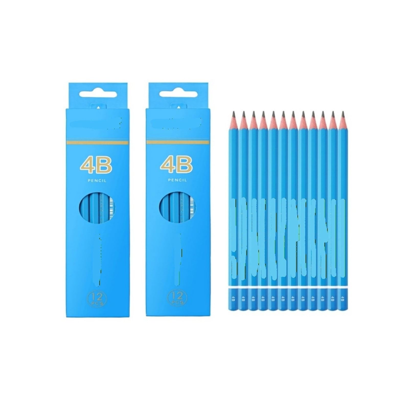 24PCS4BPENCIL Skizzenstift, Schwarze Mine for Skizzieren und Schattieren