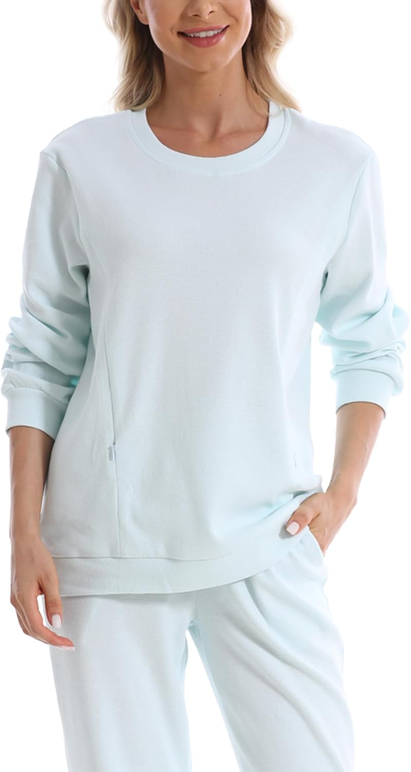 Panegy Women's Maternity Nursing Sweatshirt Zippers Top Shirt for Breastfeeding Solid Long Sleeve Tees