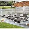 Asifom 79'' Outdoor Wicker Reclining Lounge Chair Long Reclining Chaise Lounge Set Patio Rattan Double Chaise Lounge…