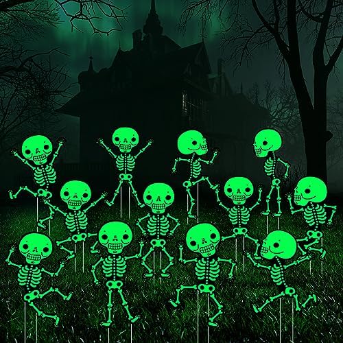 Amazon.com : Pinkunn 12 Pcs Halloween Yard Signs with Stakes Glow in ...