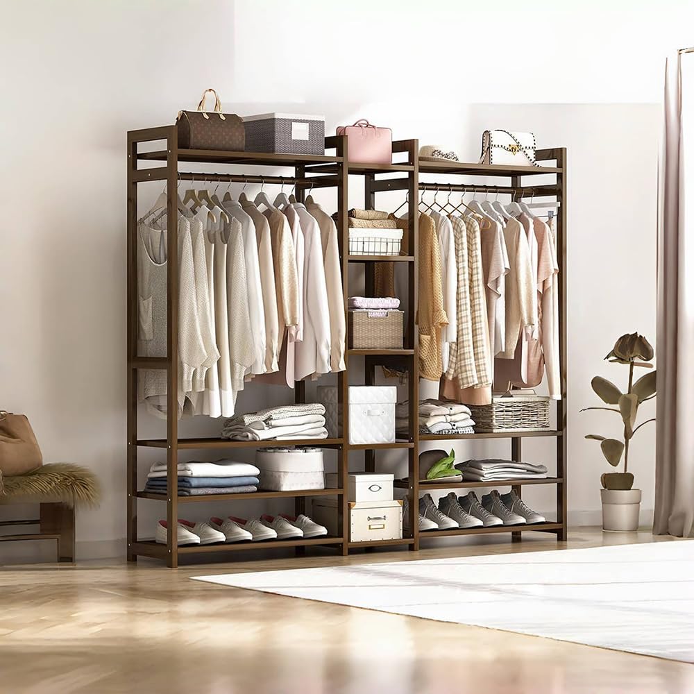 FANTASK Kleiderständer Mit Schubladen - Freistehend Mit Rollen Weiß