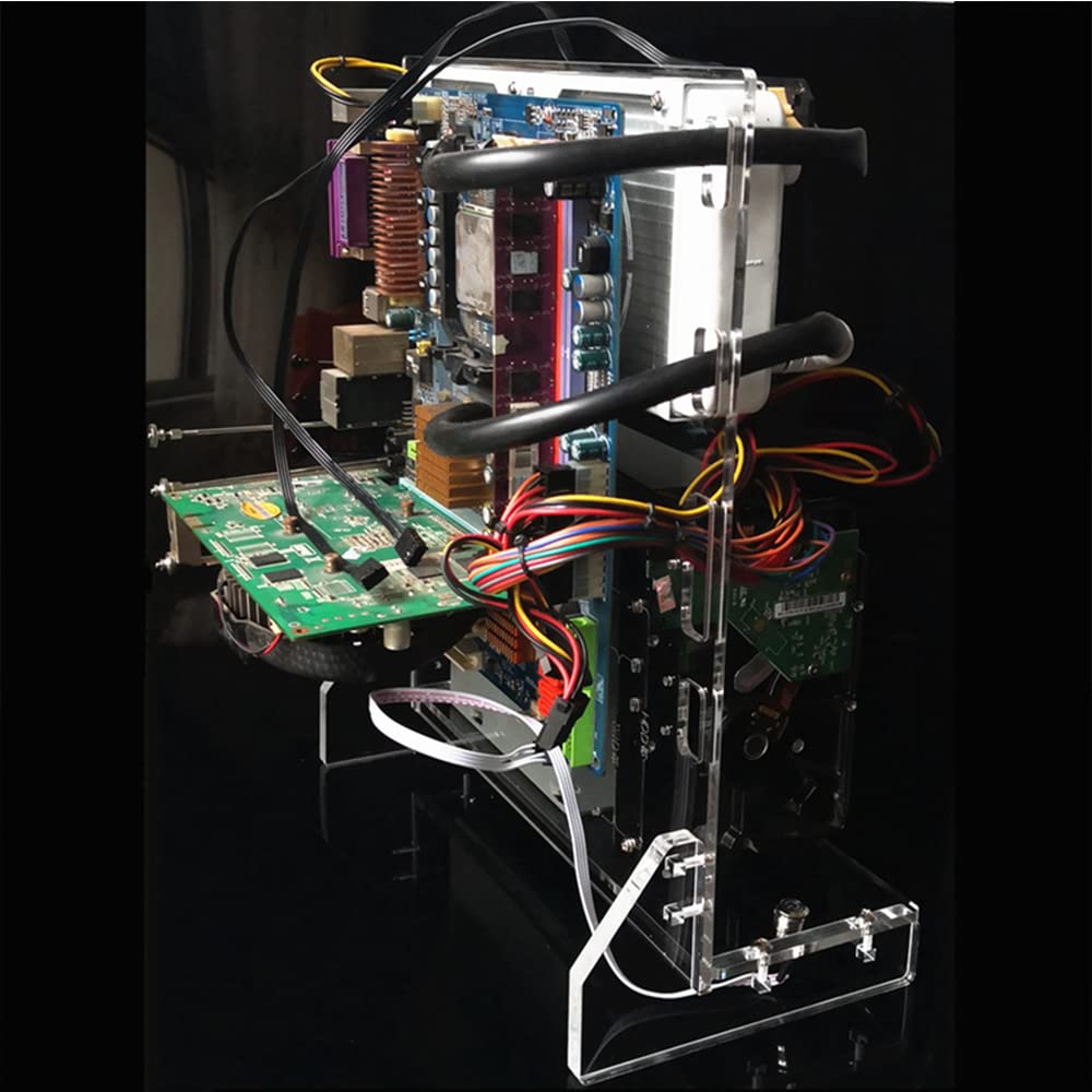 Caja De Computadora De Acrílico Transparente Retrofit DIY Soporte De Placa Base Abierta Rack De Barebones Verticales De Enfriamiento por Agua, Soporte ATX Y Inferior,Without Start Switch