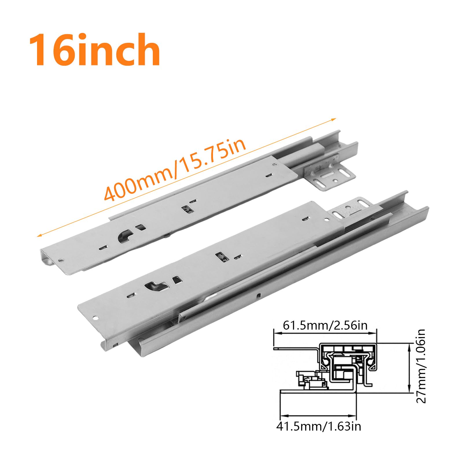 Bottom Mounted Hidden Drawer Runners, 1 Pair Soft Close Stainless Steel Drawer Slide - Image 2