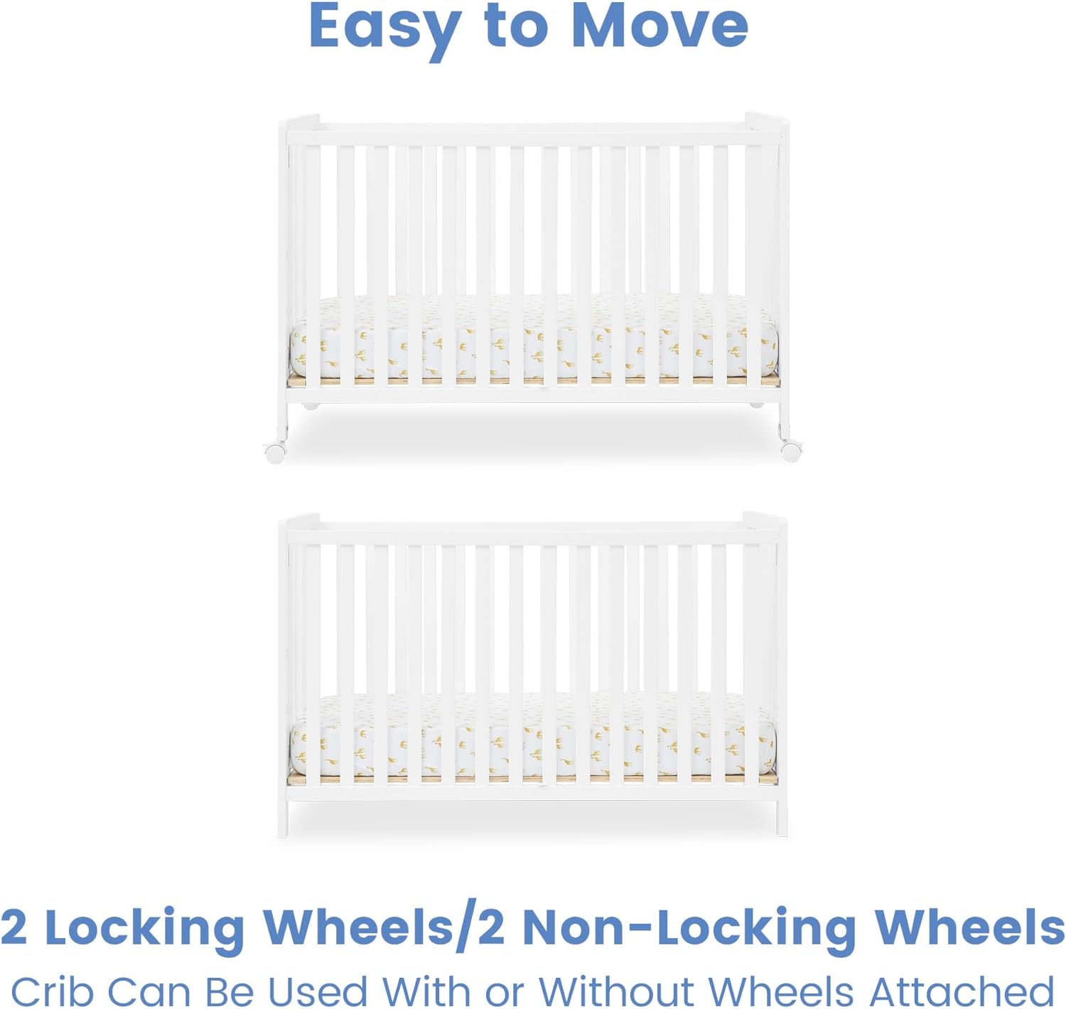 Simmons Kids Aria Full Size Portable Folding Crib - Greenguard Gold Certified, Bianca White