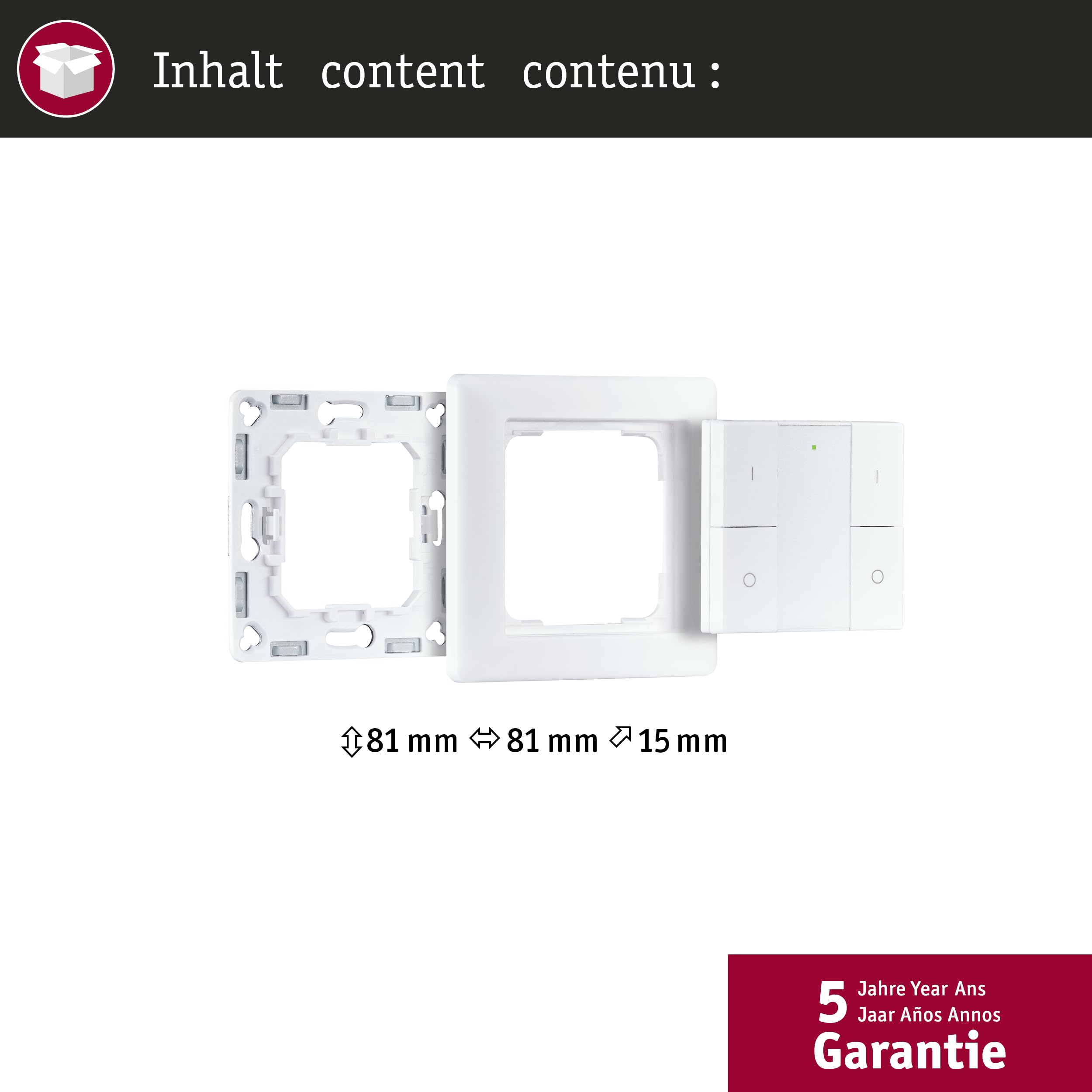 Paulmann 50134 Smart Home Zigbee commutateur mural On/Off/Gradable Blanc commande plastique
