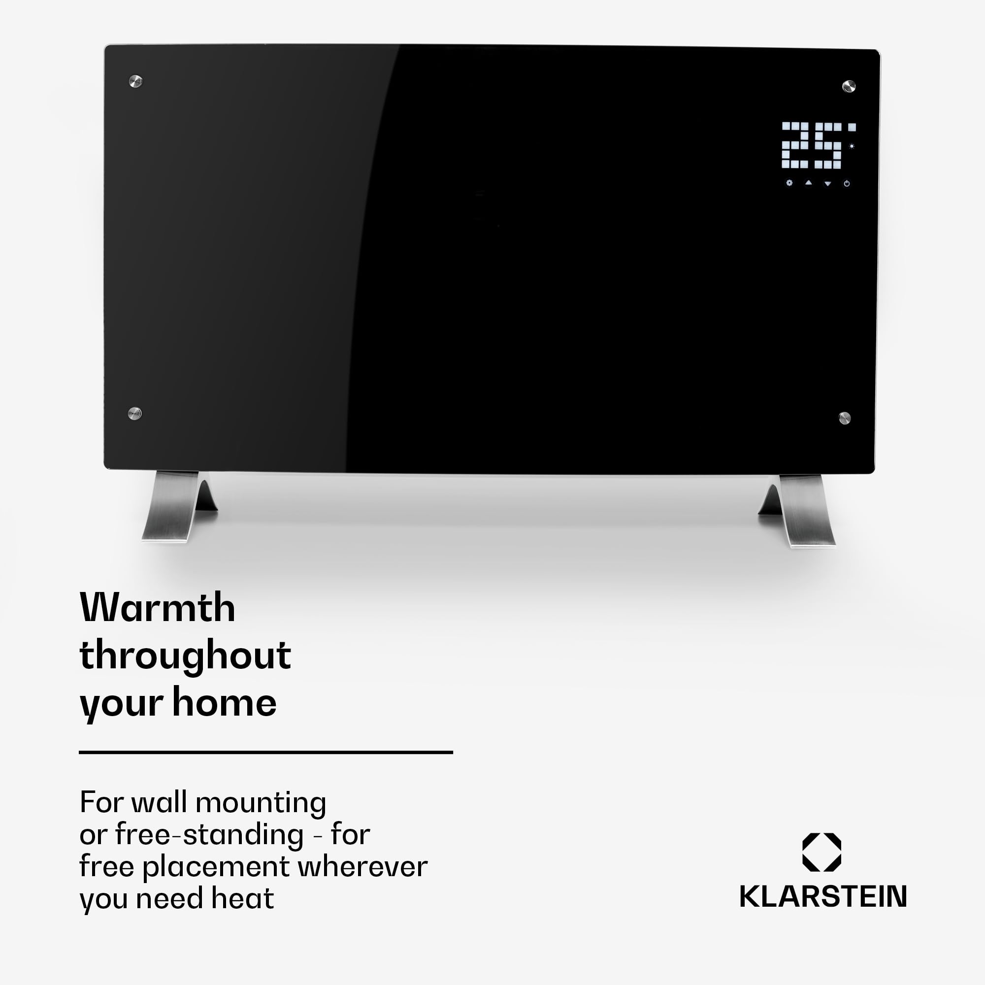 Klarstein Grzejnik elektryczny, Grzejnik konwektorowy wolnostojący lub ścienny, Przenośny energooszczędny, Cichy elektryczny, Wolnostojący z termostatem, 2000 W