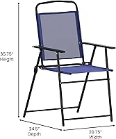 Vista 20 de EMMA + OLIVER Munroe Folding Patio Sling Chairs - Gray - All-Weather Textilene Seat and Back - Integrated Armrests - Set of 2