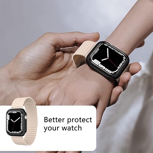 Miniatura 6 de Paquete de 2 Funda compatible con Apple Watch Series 7 de 1.614in con protector de pantalla de vidrio templado integrado (negro 1.614in)