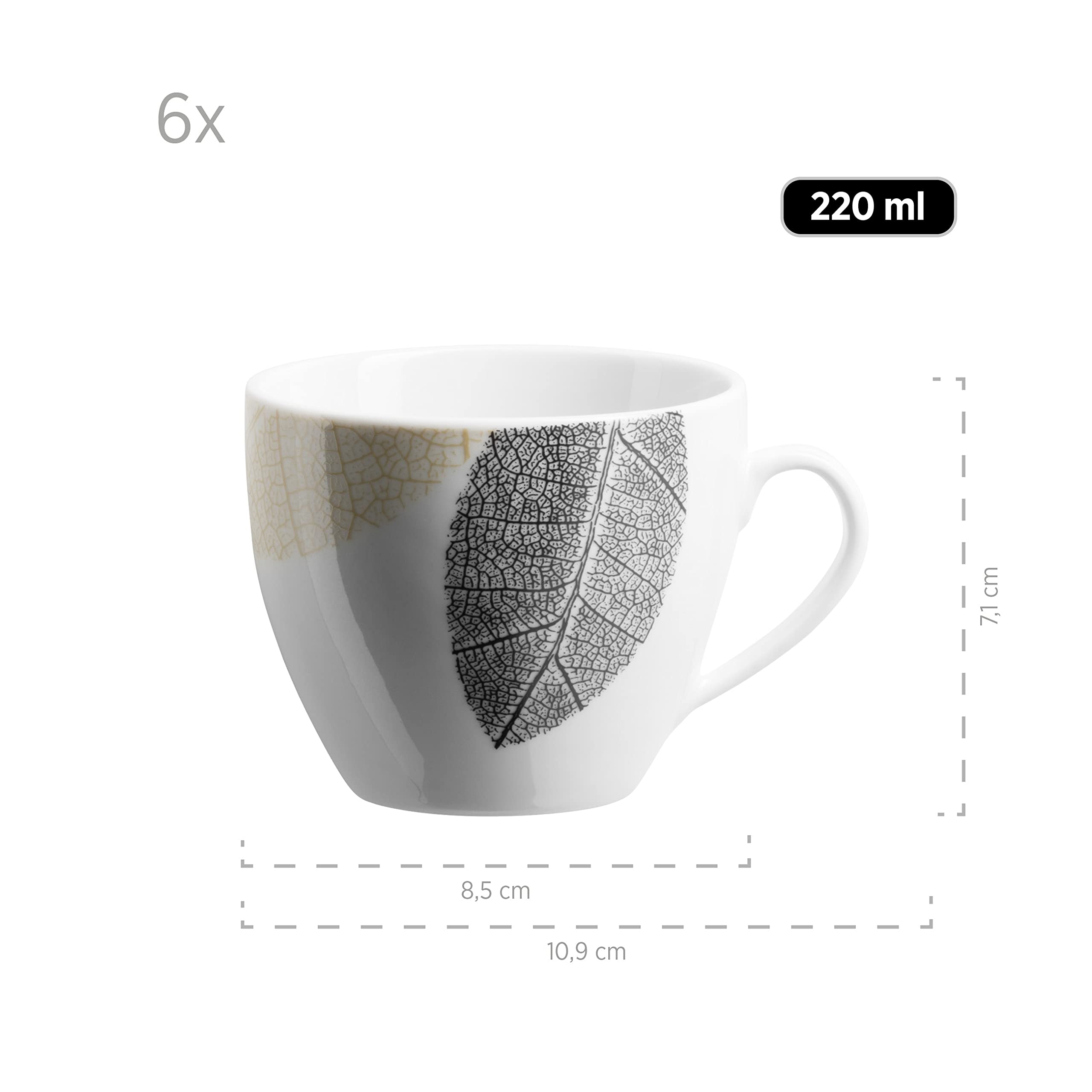 MÄSER 931215 - Vajilla para 6 personas, 30 piezas, con formas sin bordes, porcelana, color blanco