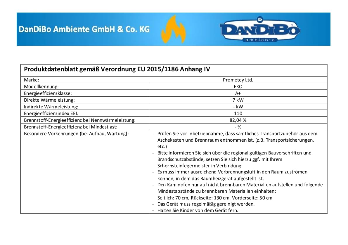 Prometey EEK A+ Kaminofen EKO 96175 Anthrazit Holzofen 10,2 kW Kamin Ofen Dauerbrandofen Werkstattofen Schwedenofen Hüttenofen Heizofen, Höhe 79 cm, Breite 50 cm, Tiefe 42 cm, 64 kg