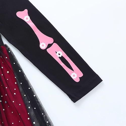 Miniatura 6 de HILEELANG Vestido de fiesta de Halloween para niña, de manga larga, tutú de tul, vestido de fiesta de princesa