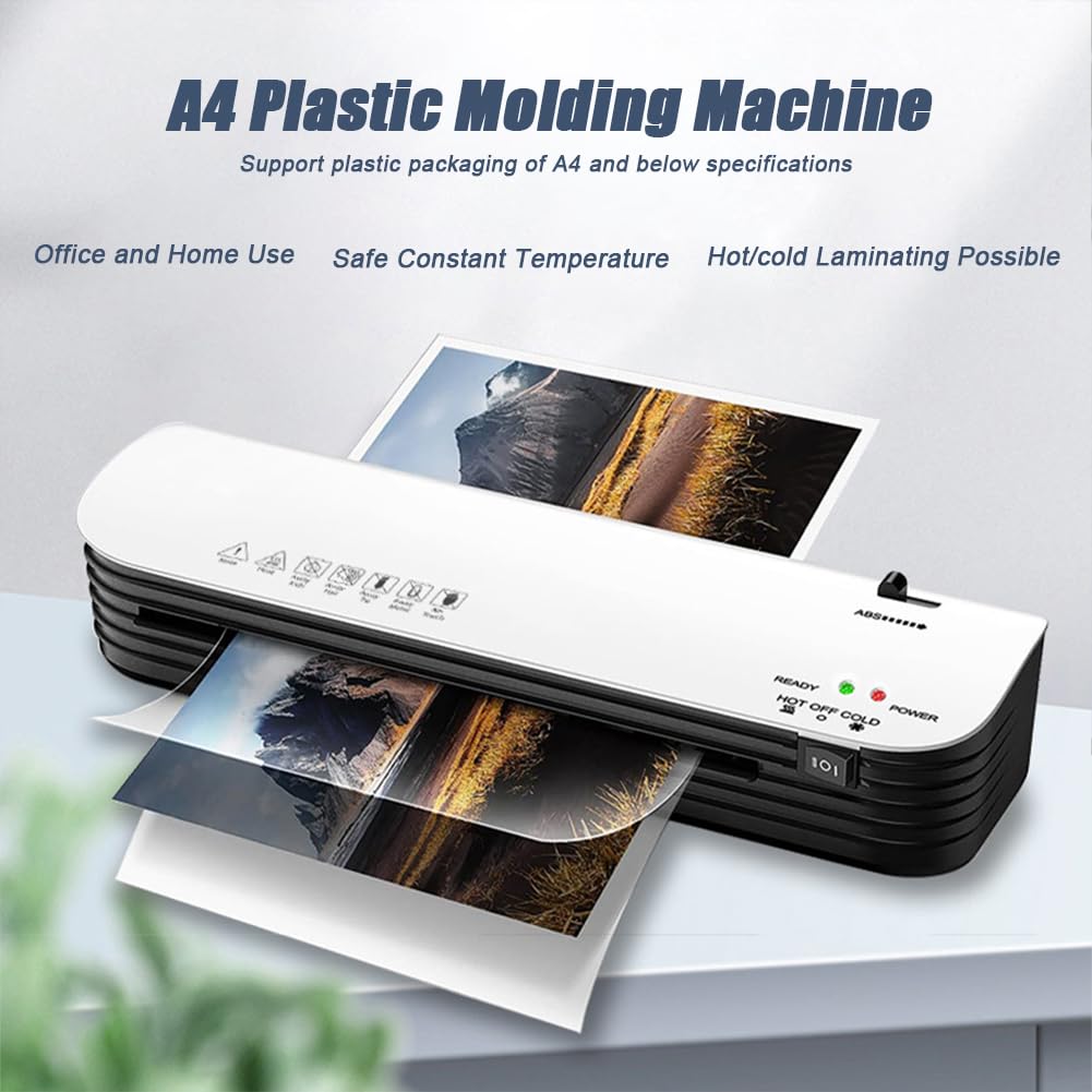 Genérico Plastificadora A4, Laminadora De Doble Propósito En Caliente Y Frío, con Cortador De Papel Y Redondeador De Esquinas, Precalentamiento Rápido De 340 Mm/min