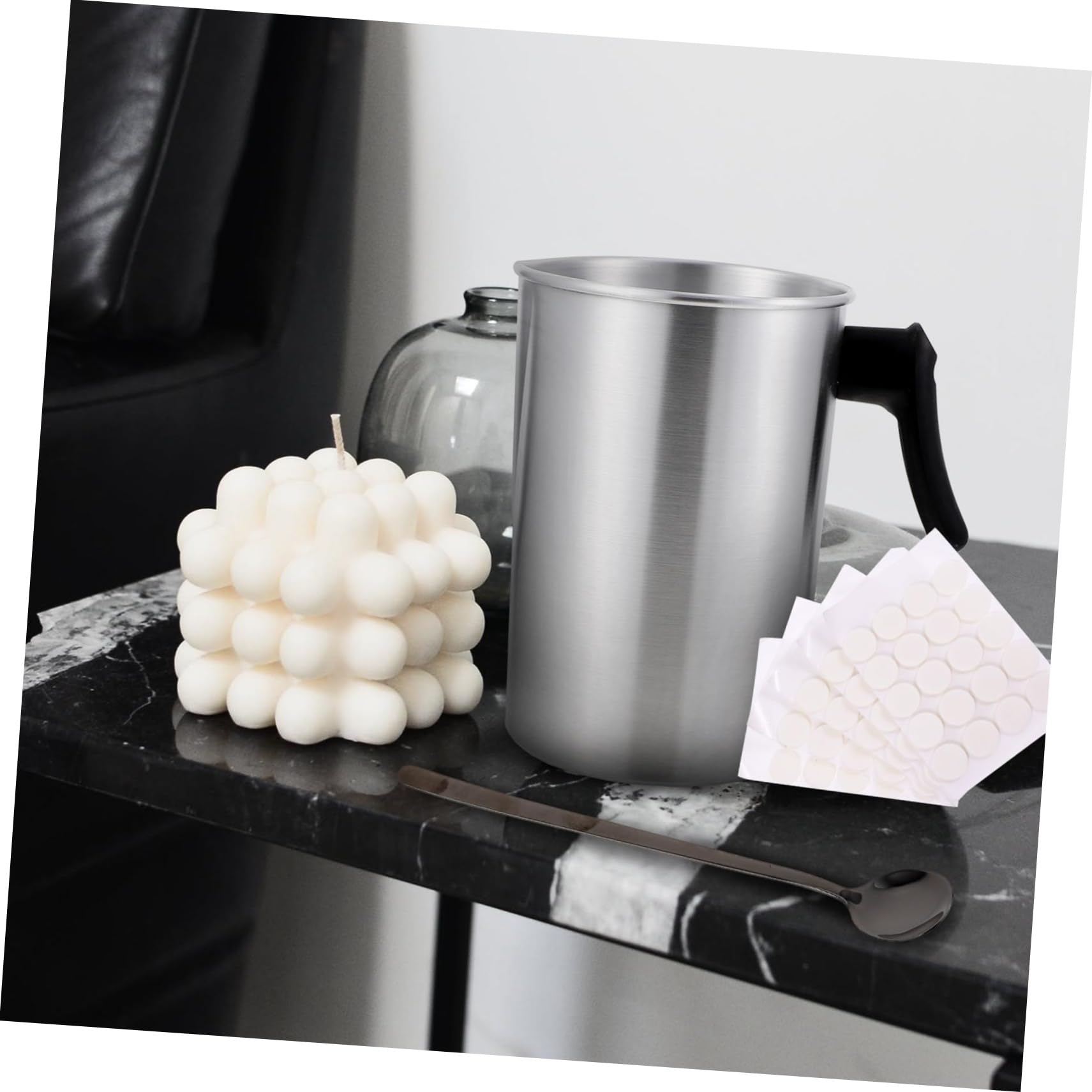 Operitacx Juego de Fabricación de Velas Diy, Crisol de Cera de Acero Inoxidable 3 L, Fácil de Usar para Principiantes y Profesionales en Fiestas y Cumpleaños Color Aleatorio