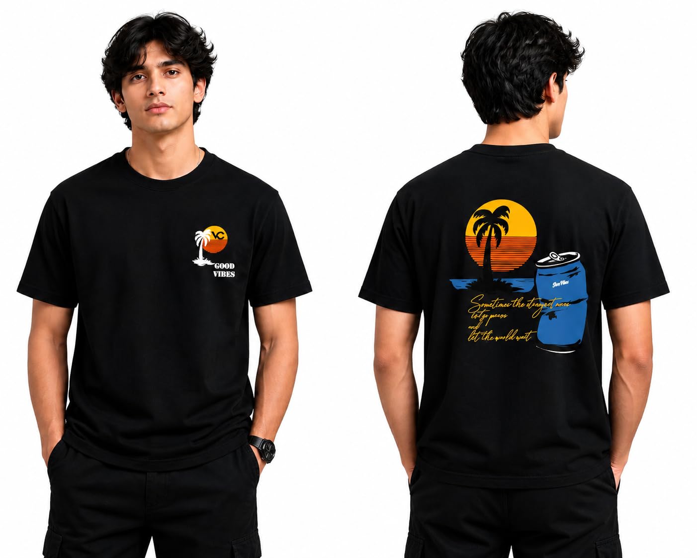 Round Neck T Shirt 100% Cotton Single Jersey Black-picture-18