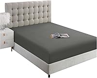 Ghooss Full Size Fitted Sheet Dark Gray - Soft Microfiber Deep Pocket up to 14", Wrinkle Fade Stain Resistant (4.6 Stars)