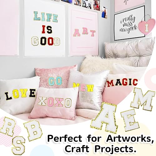 Miniatura 6 de 104 parches de letras de felpilla amarillas para planchar en sudadera de 3 pulgadas para ropa, parches para chaquetas Letterman, letras