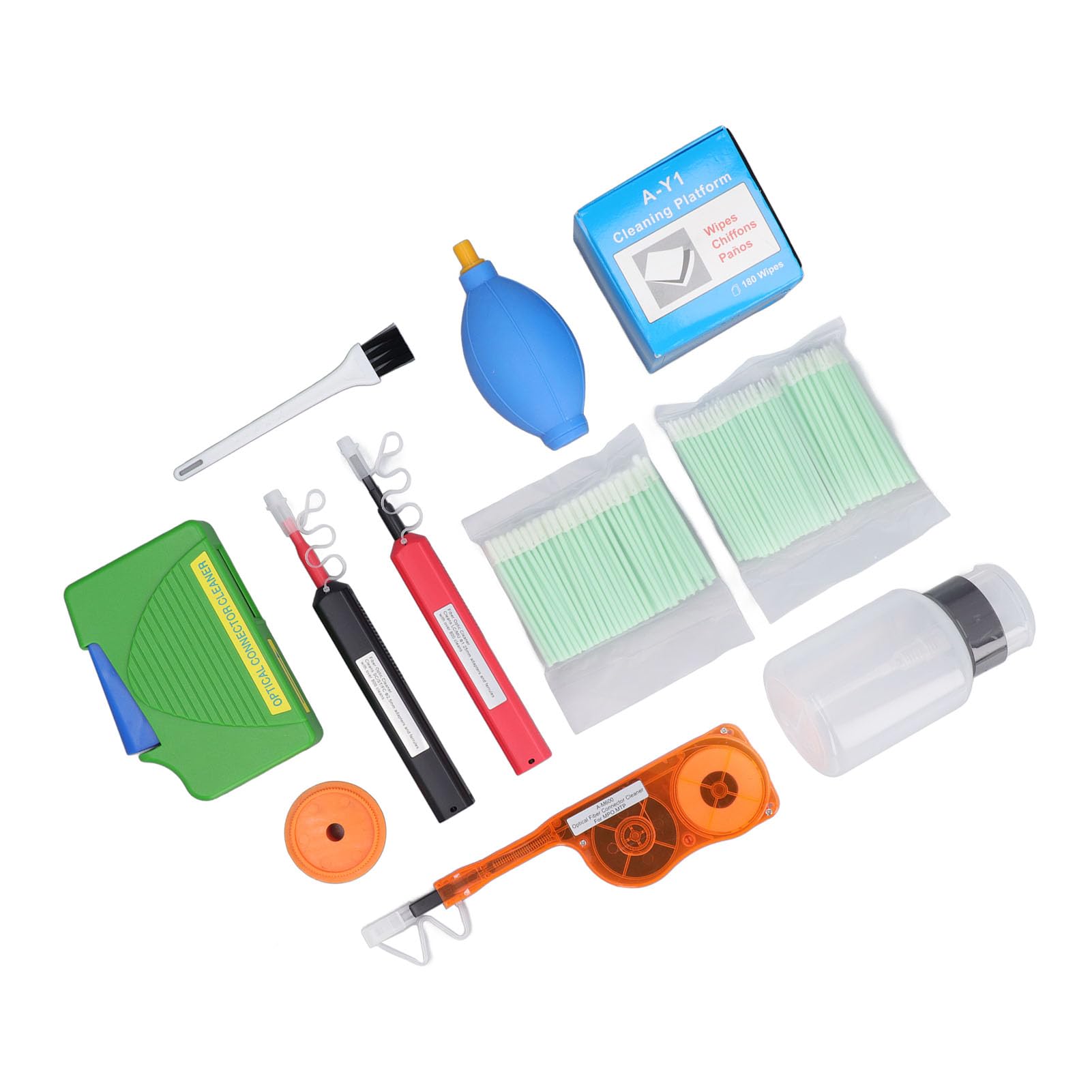 Kit di Pulizia per Fibra Ottica Pulizia Efficiente e Antistatica per Connettori SC FC ST LC MU MPO MTP con Custodia per Uso Professionale