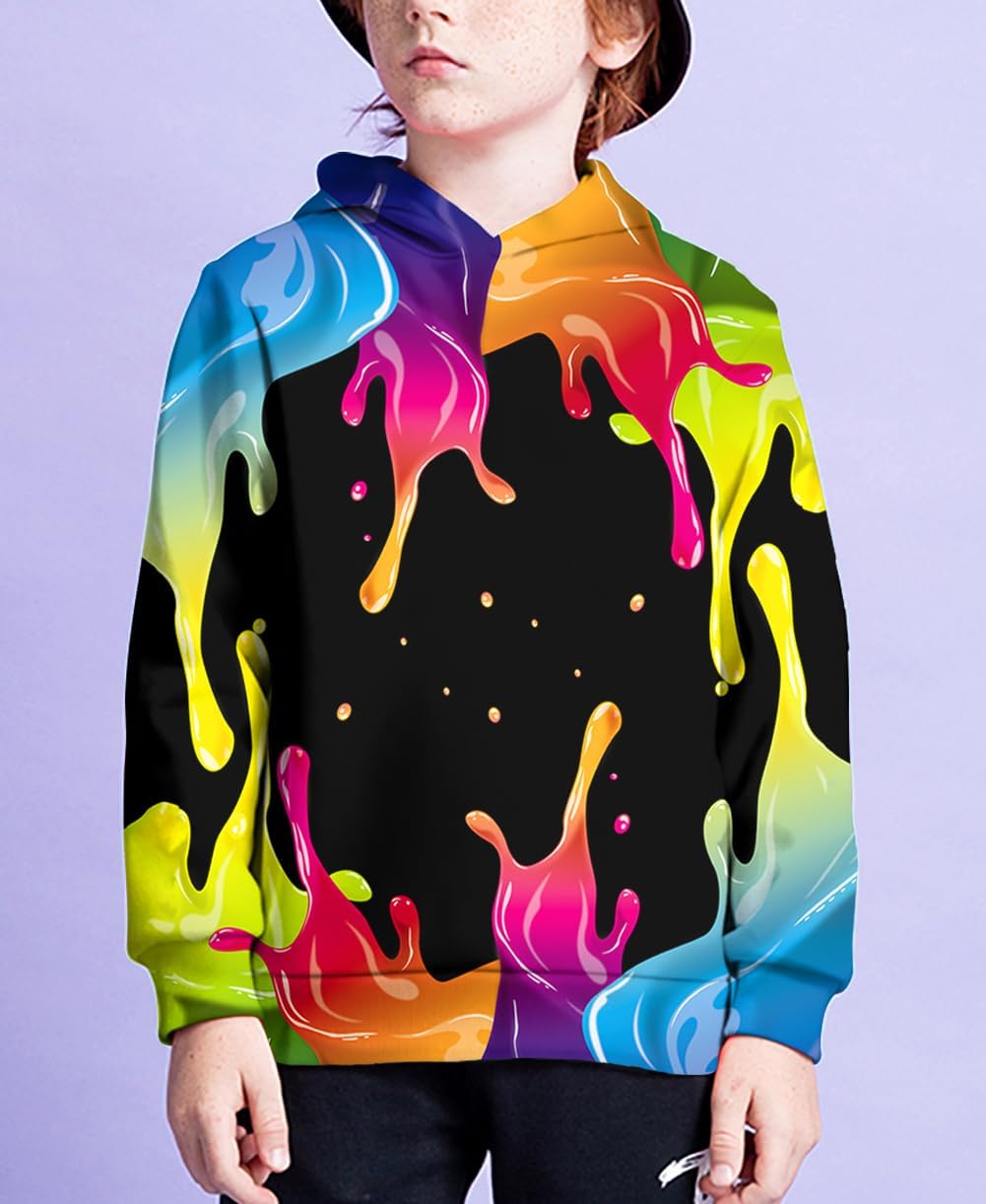 Hgvoetty Unisex Boys Girls Hoodies 3D Printed Hooded Sweatshirts for Kids Pullovers with Pockets 6-15 Years