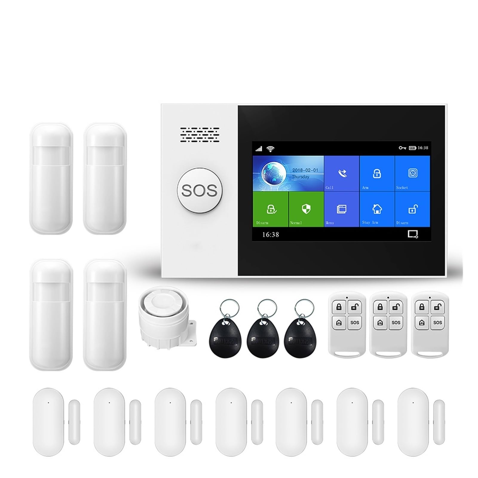 Sistemi di Sicurezza per La Casa Wireless Home WiFi gsm Sicurezza Domestica con sensore di rilevamento del Movimento Antifurto di Controllo App(F.)