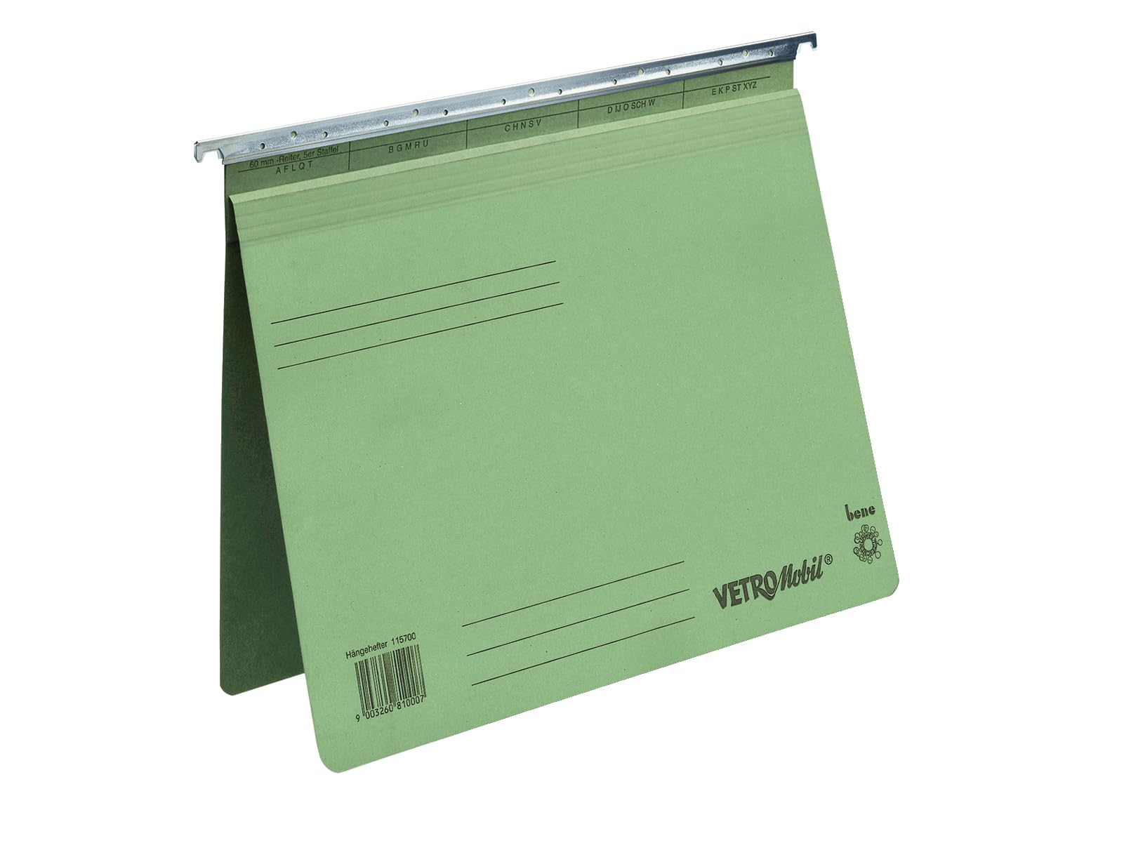 Bene Vetro-115700 - Cartella sospesa per cartelle sospese, formato A4, in cartone speciale, con etichettatura e meccanismo di cucitura, 50 pezzi, colore: Verde