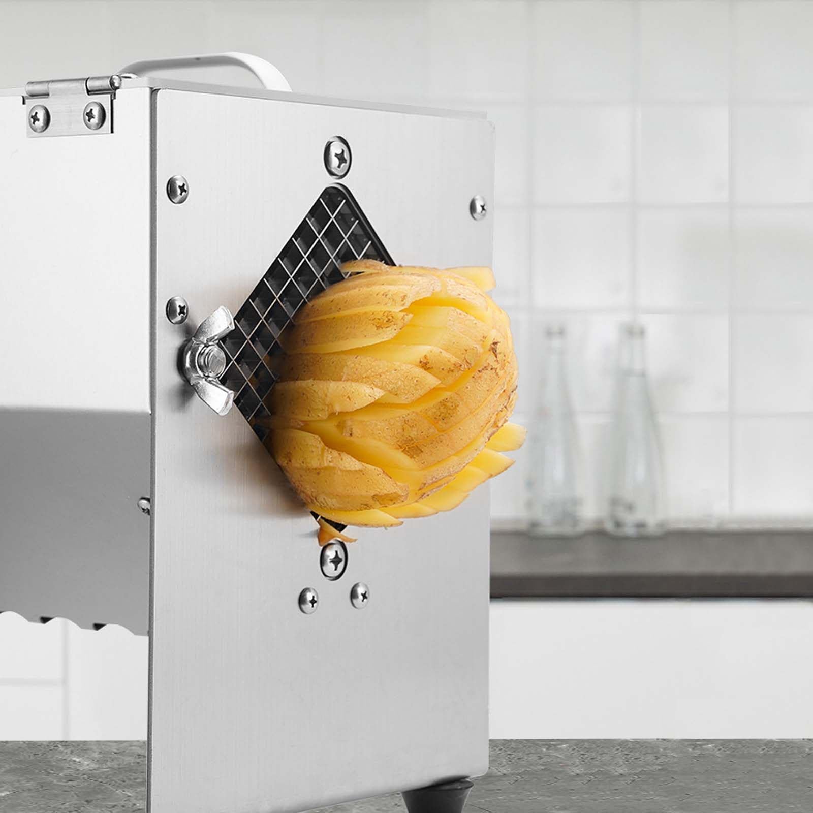 Coupe-Frites éLectrique 100 W, Coupe-LéGumes Professionnel En Acier Inoxydable Avec 3 Lames, Coupe-Frites Professionnel, Pour Pommes De Terre, Carottes, Concombres Et Oignons