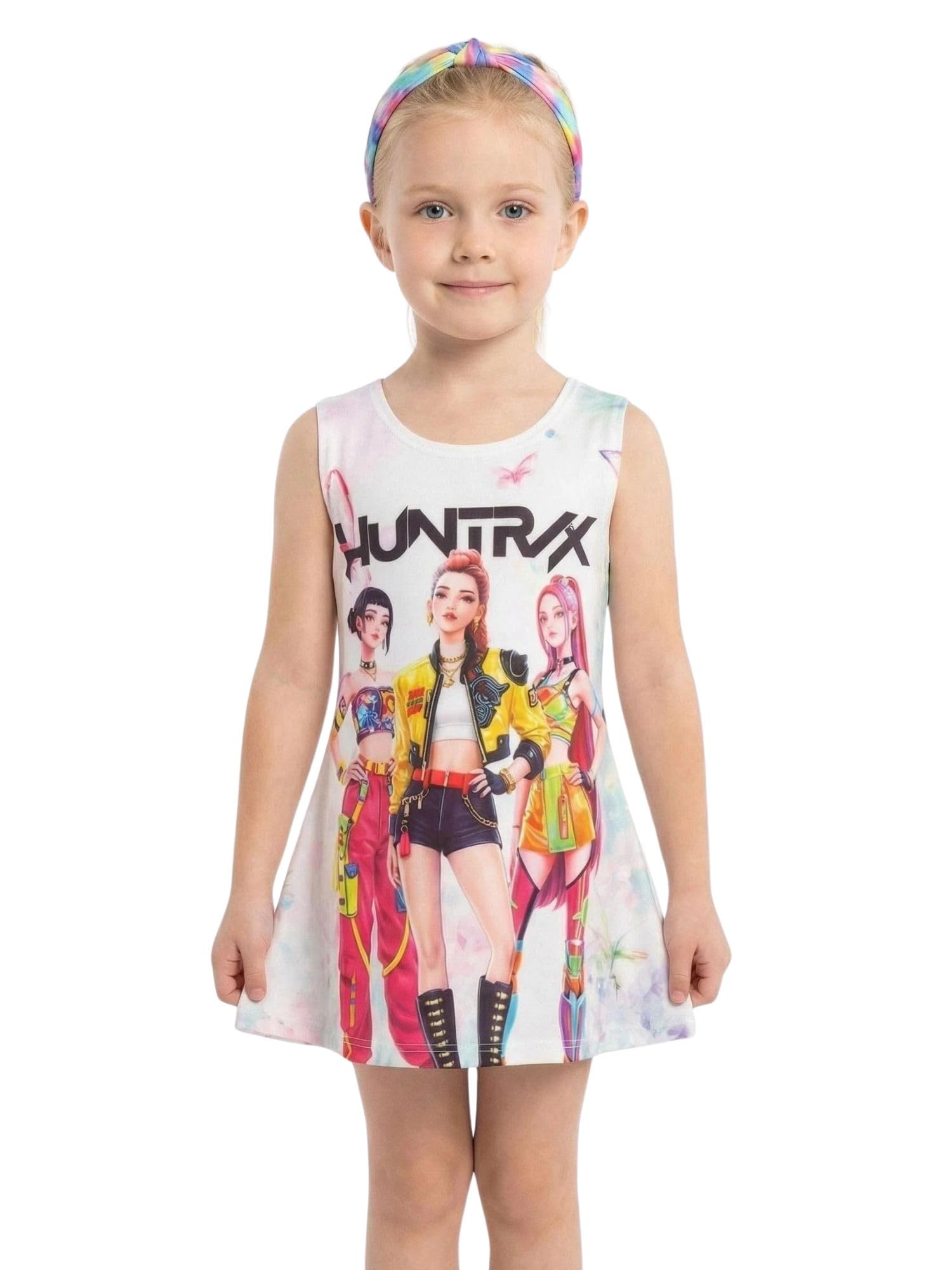 Vestido Niña K-Pop, con Estampado Idol. Moda Anime Infantil. Vestido de Manga Corta con Volantes y Falda Acampanada. Moda Casual de Verano para Niñas de 2 a 12 Años. — view 8