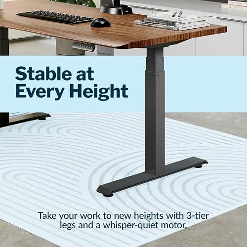 Vari ComfortEdge Electric Height Adjustable Standing Desk - 48x30 Varidesk Sit-Stand Desk for Home Office, Sloped Ergonomic Front Edge, Stable T-Style Legs, Easy Assembly - Walnut - 2 Packages - Thumbnail 4