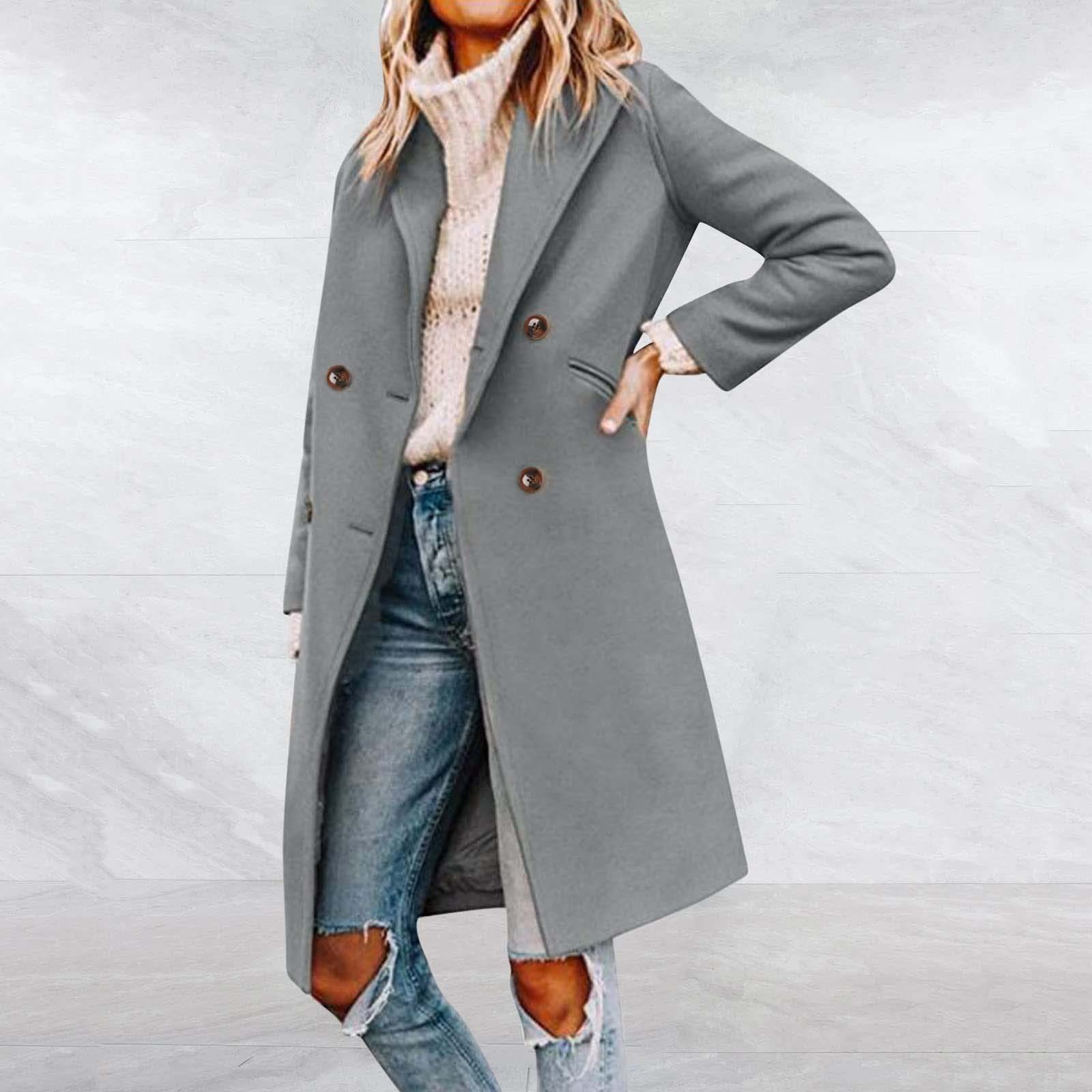 Wintermantel Damen Elegant Winterjacke Damen Lang Wollmantel Winter