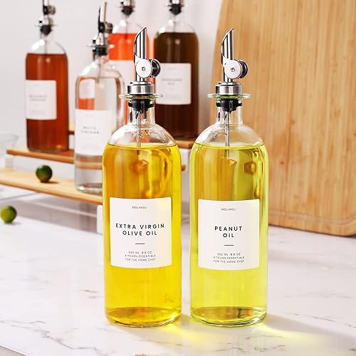 Miniatura 7 de Molimoli Dispensador de aceite y vinagre con boquilla de vertido de metal, vertedor pesado, dispensador de botellas de vidrio para cocina, vinagre