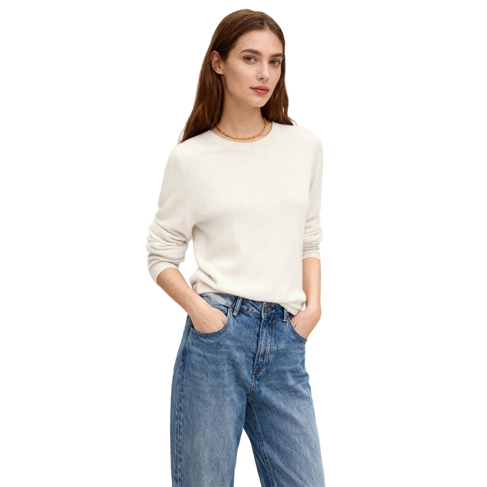SANGTREE Womens Crewneck Wool Pullover Sweater Soft Classic Casual Long Sleeve Tops for Everyday Wear
