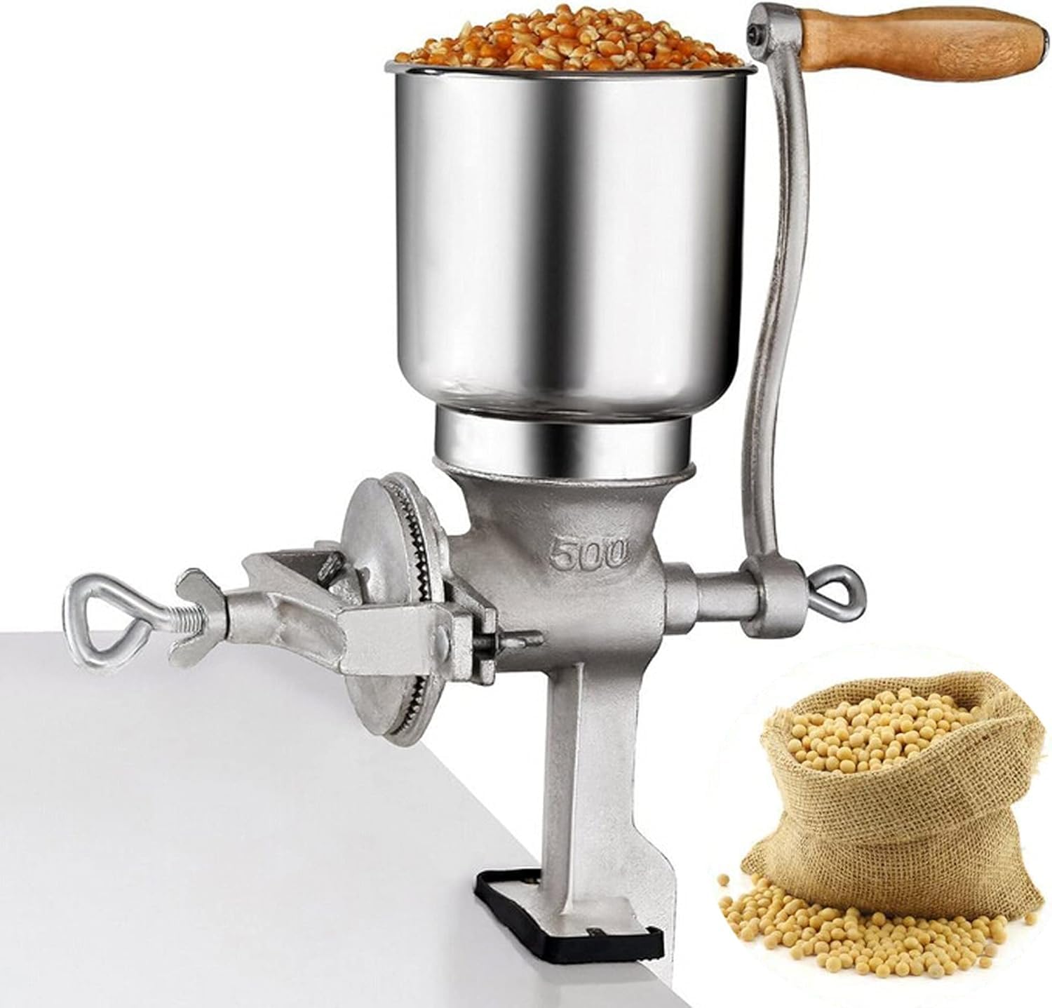 Molinillo manual de grano para malta ajustable de manivela para elaborar cerveza, maíz, café, trigo, hierbas, acero inoxidable de alta calidad