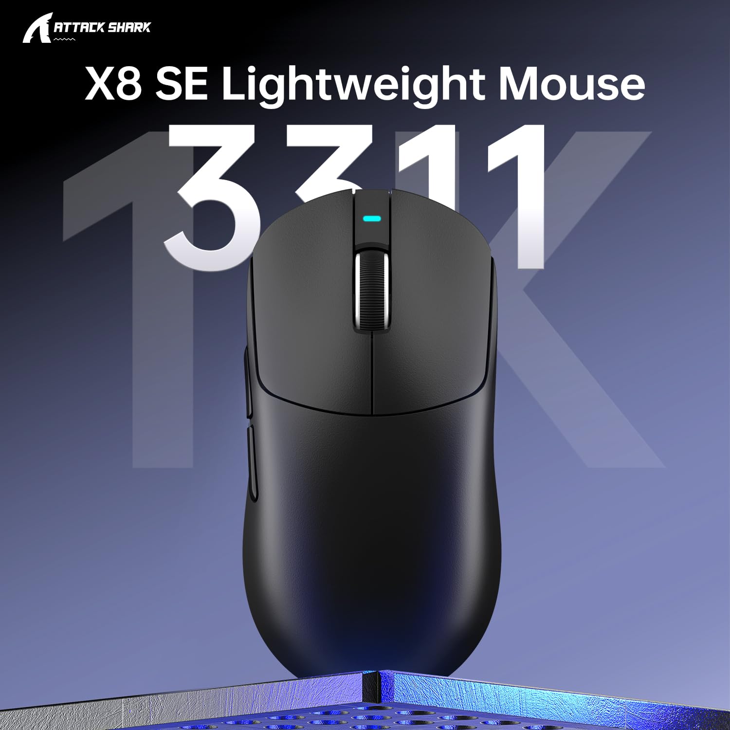 ATTACK SHARK X8SE Gaming Mouse, 55g Superlight, PixArt PAW3311 Sensor, 2.4G Wireless/Wired, 25000 DPI, 500mAh, Black