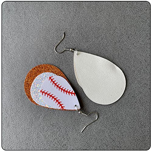 Baseball Faux Leather Earrings Lightweight Teardrop Earrings Sequin Dangle Earrings3