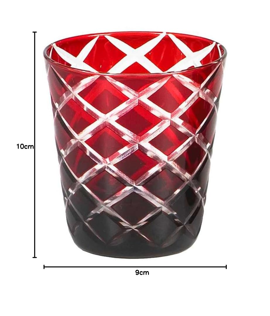 EDZARD Lot de 6 Verres en Cristal Dio, Rouge, Verre taillé à la Main, Hauteur 10 cm, capacité 0,23 l