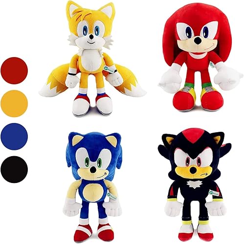 Miniatura 2 de GT Retail Sonic Plush Doll, Gift for Kids 4 pcs, Cotton Soft Stuffed Play Doll, The Hedgehog Movie, Perfect for Christmas, Birthdays, and Halloween
