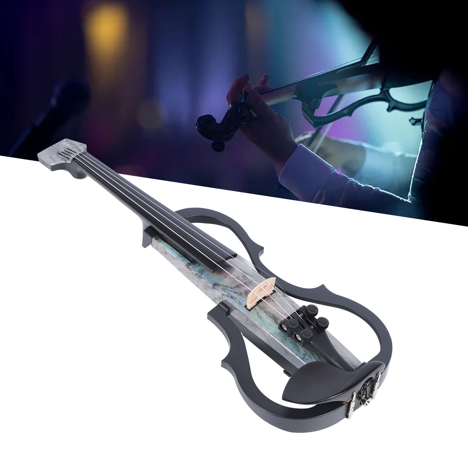 Violín Eléctrico de Tamaño Completo 4/4, Violín Eléctrico ABS de Fibra de Carbono Premium Silencioso Profesional, Violín Eléctrico con Recogida Profesional, Violín Eléctrico