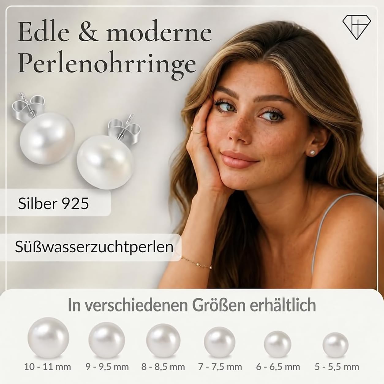 Perlenohrringe Silber 925 Damen Perlen Ohrringe Stecker